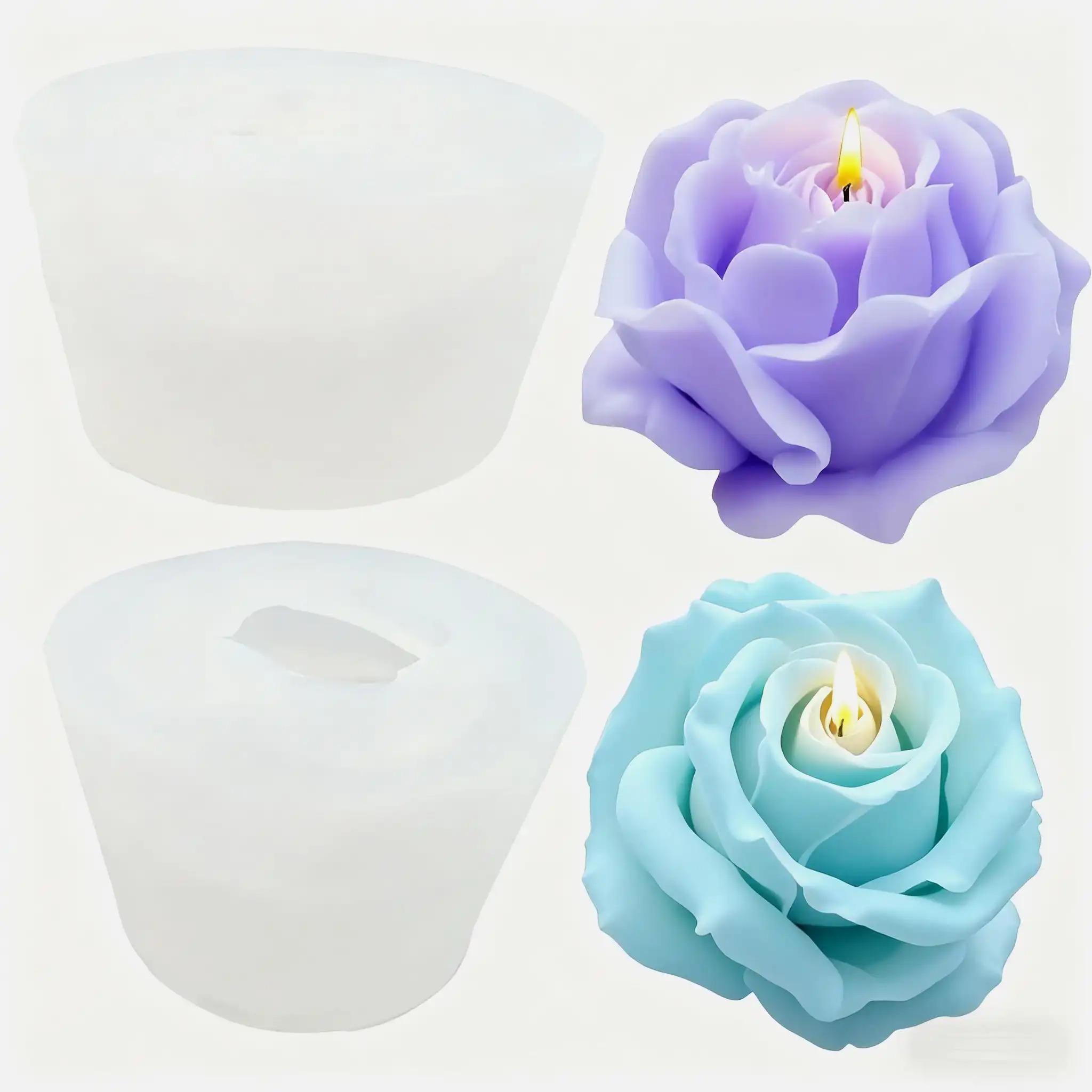 Candle Making Jelly - 2-delige romantische 3D Rose siliconen kaarsvormen