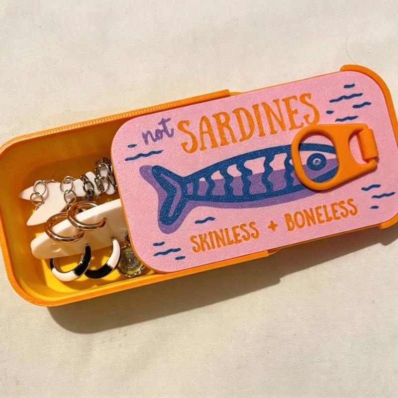 Tin Container Lid - Sardine blikken sieradendoosje 3D-geprint retro-stijl met