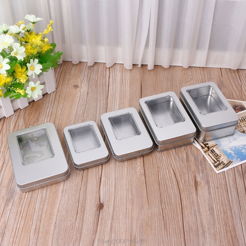 Tin Container Lid - Rechthoekige Tin Zilver Storage Box Case