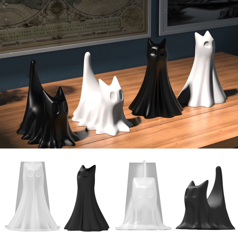 Candle Making Class - Ghost Cat Halloween Desktop Ornament Gips