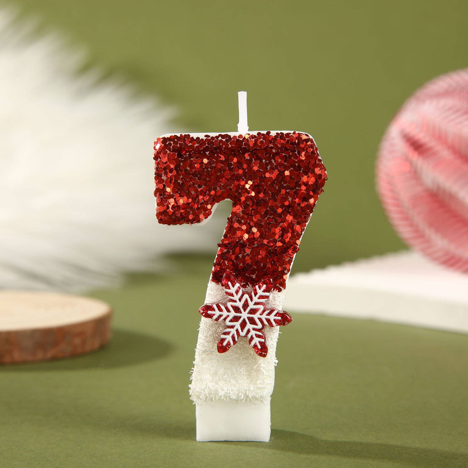 Paraffin Candle Wax - Rood witte verjaardagskaarsen met lovertjes, 0-9
