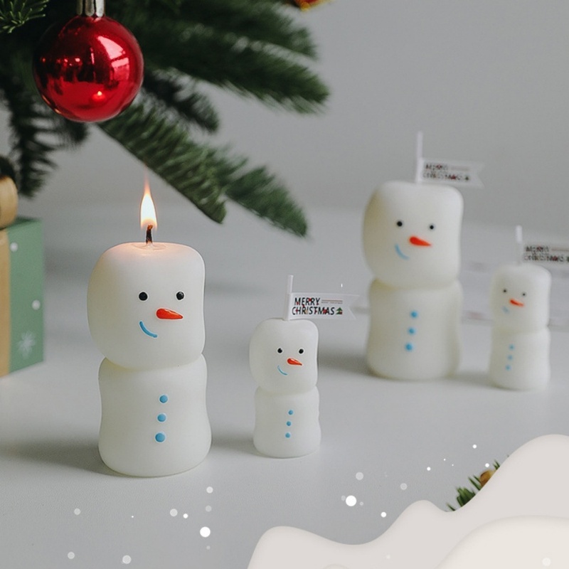 Paraffin Candle Wax - 2 stuks/set Kerstkaarsen met sneeuwmangeur, schattige