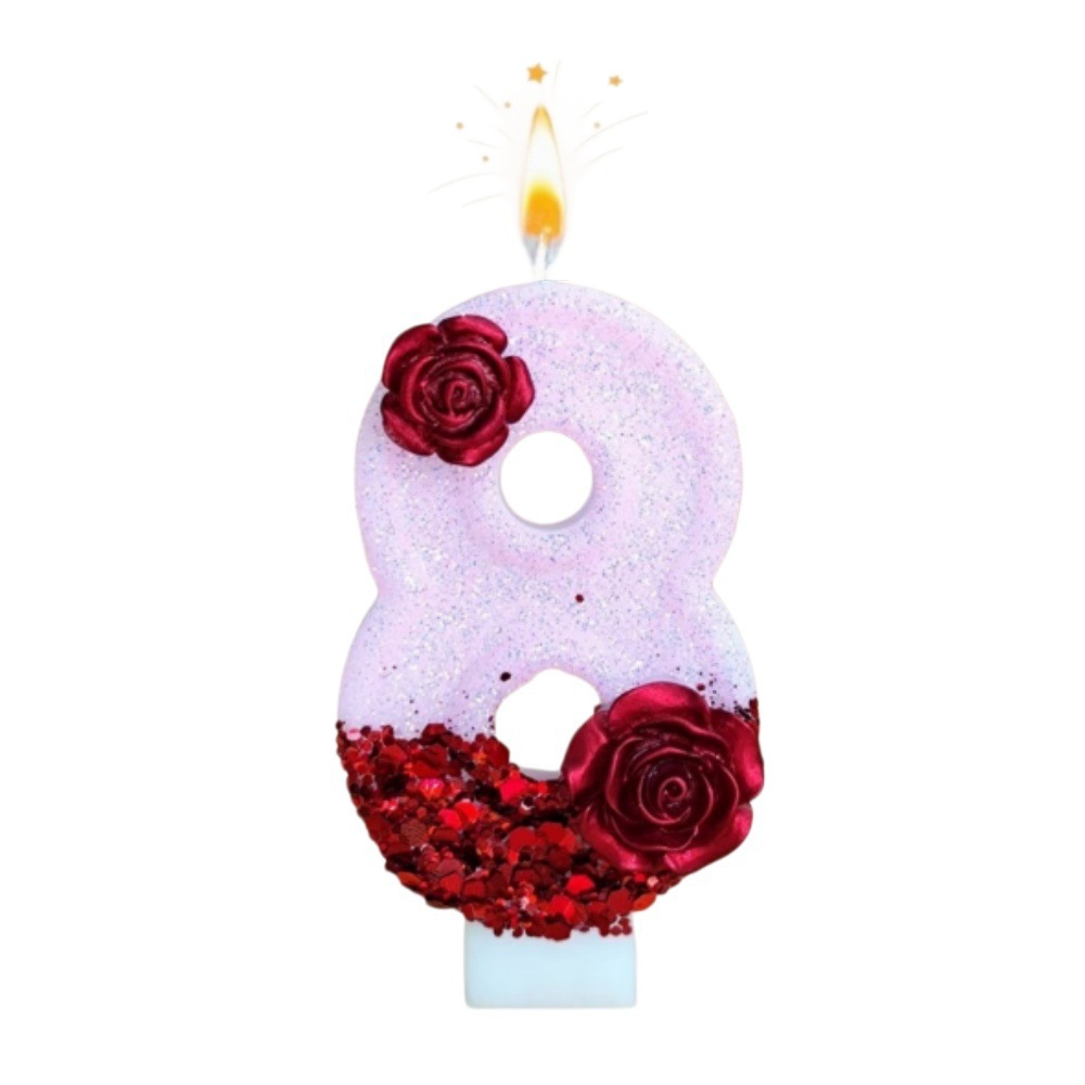 Nummer Roze Glitter Rode Roos  - Paraffin Candle Wax recensie en prijs